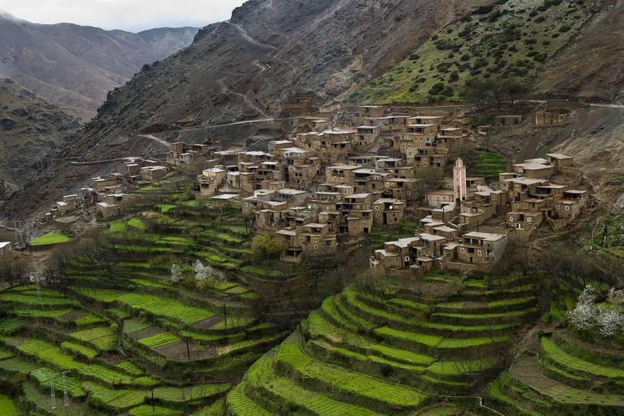 Montaña del Alto Atlas Imlil con paseo en camello y cena en el desierto de Agafay